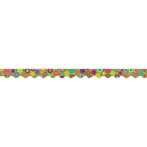 Teacher Created Resources Lime Colorful Circles Scalloped Border Trim