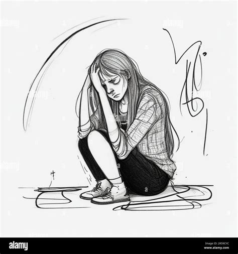 Sad Girl Sitting Alone Drawing