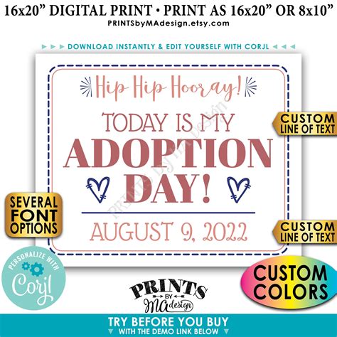 Adoption Day Sign Today Is Myour Adoption Day Photo Prop Printable