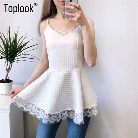 Toplook White Sexy Lace Camis Tops Women 2018 Summer New Fashion Sling Crop Top Casual