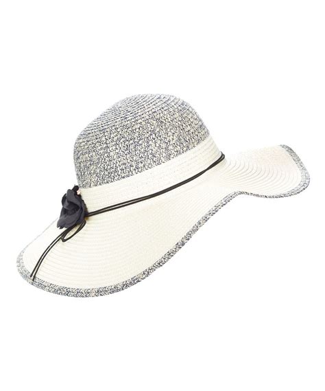 Cog White And Gray Floral Accent Sunhat Grey Floral Sun Hats Floral