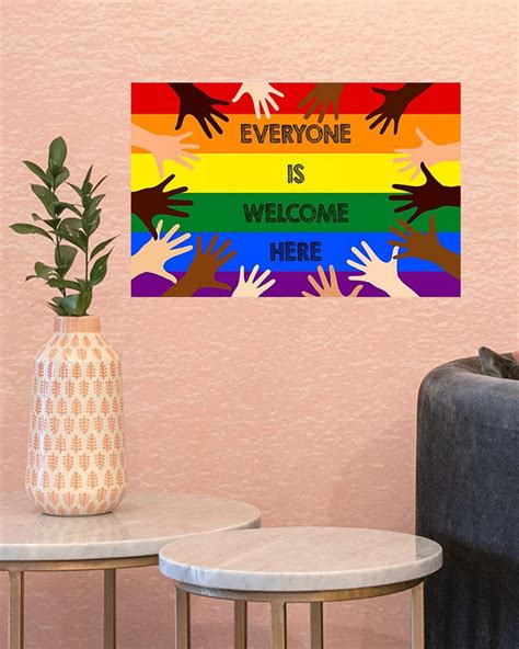 Everyone Is Welcome Here Poster Lgbt Pride Month Poster Etsy