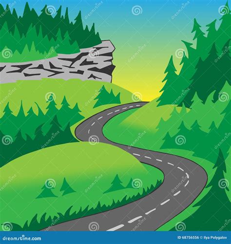 The Road In The Hills Stock Illustration Illustration Of Hill 68756556