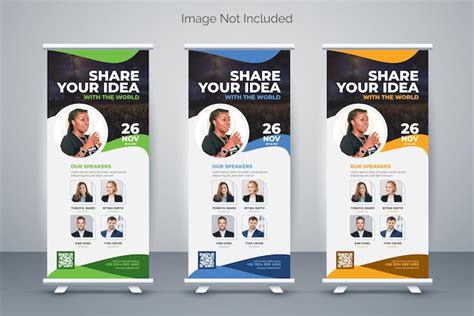 Premium Vector Conference Roll Up Banner Event Banner Template
