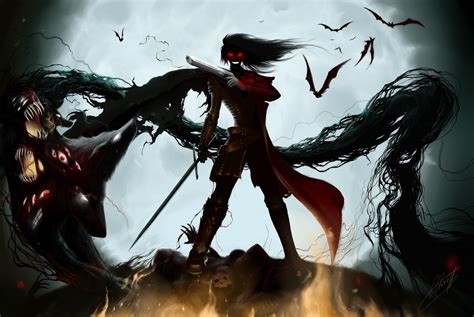 Monster In Red Cape Illustration Hellsing Alucard Demon Anime Hd