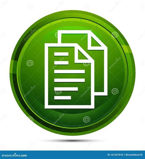 Document Pages Icon Glassy Green Round Button Illustration Stock Vector