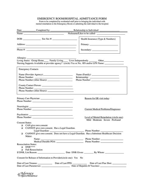 Hospital Admittance Form ≡ Fill Out Printable Pdf Forms Online