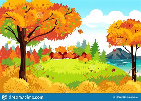Beautiful Autumn Or Fall Season Nature Landscape Background ...