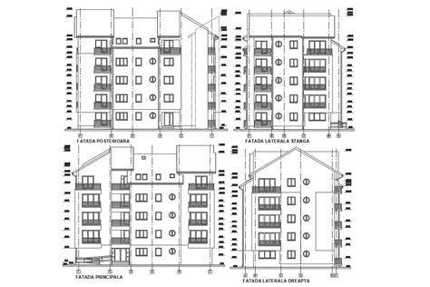 2d Elevation Of 5 Storey Apartment Building Design Cadbull