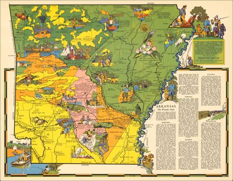 Arkansas The Wonder State Barry Lawrence Ruderman Antique Maps Inc