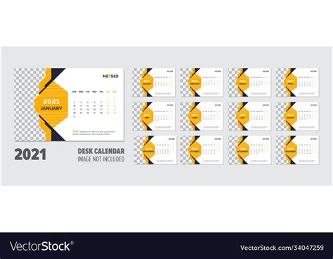 Creative 2021 Desk Calendar Design Template Vector Image