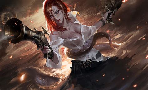 miss fortune pirates redhead league of legends concept art illustration hd wallpaper