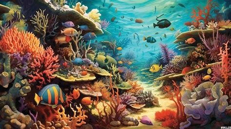 Premium AI Image Vibrant Marine Life A Stunning Painting Of Colorful