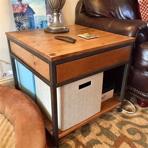 Product titlehousehold essentials havana 2 piece coffee table set. Custom crafted, iron and reclaimed wood end table with a ...