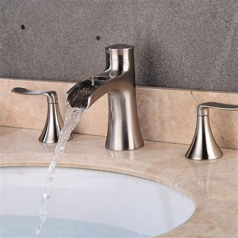 Most often the sink faucet and the tub faucet come in matching pairs so keep that in in case you liked the design and overall structure of the other two parlos faucets but you wished it came with a brushed nickel finish, this is. Wovier W-8416-BN Widespread Waterfall Bathroom Sink Faucet ...