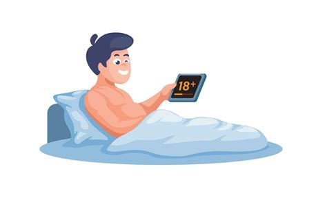 man laying in bed and masturbate watch video cartoon illustration vector 29278715 vector art at