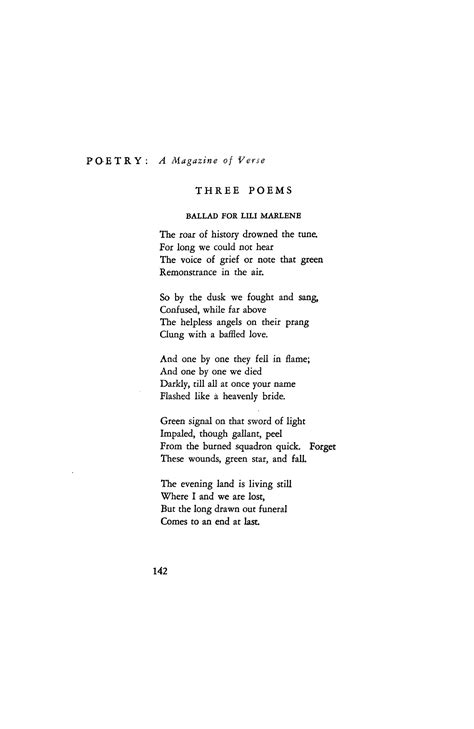Ballad for Lili Marlene by John Theobald | Poetry Magazine