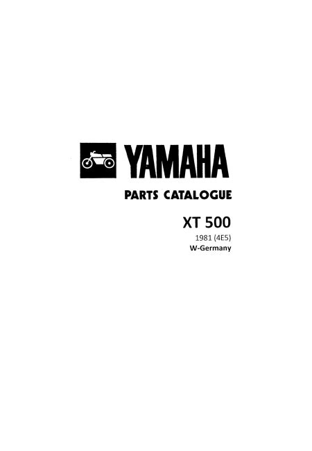 Yamaha Xt 500 1981 Parts Catalogue
