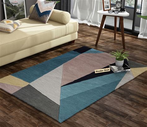Buy Multicolor Abstract Pattern Hand Tufted Woolen Carpet 6 X 4 Feet