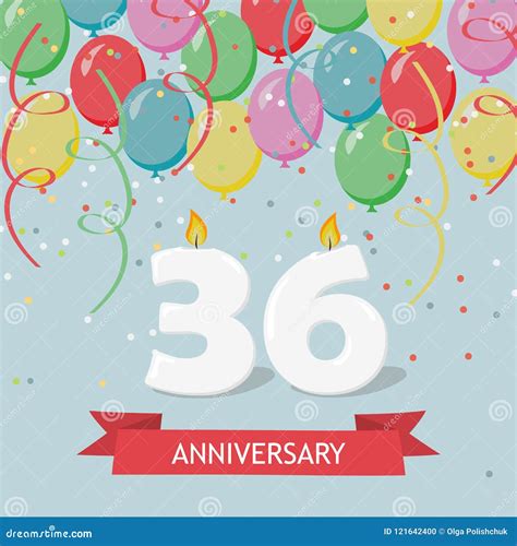 36 Years Selebration Happy Birthday Greeting Card Stock Illustration