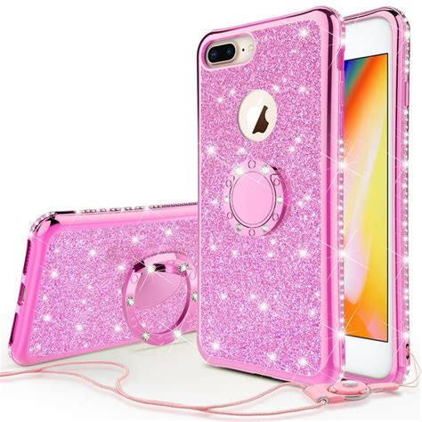 apple iphone 8 case iphone 7 case glitter cute phone case girls kickstand bling diamond