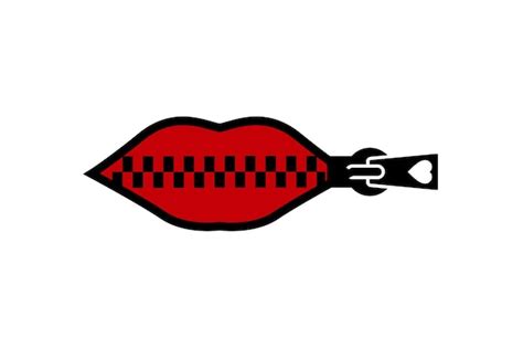 Premium Vector Zipped Red Female Lips Mute Silence Secret Logo Design