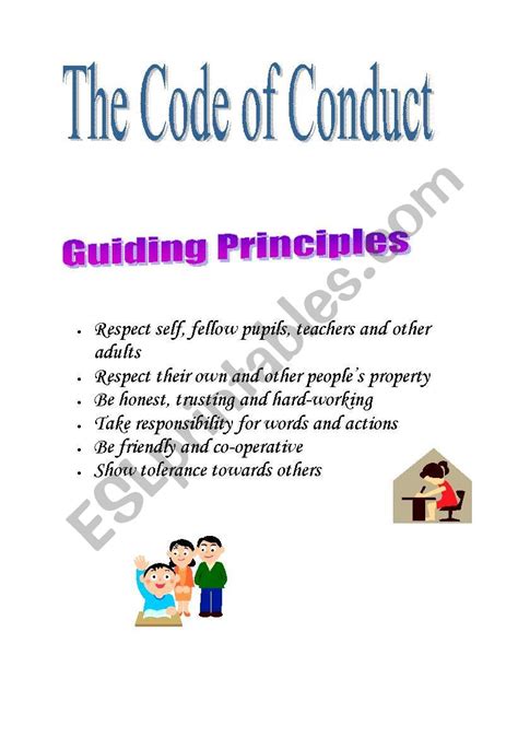 English Worksheets The Code Of Conduct