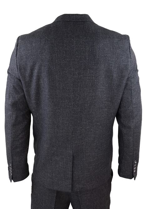 Mens Black Tweed 3 Piece Vintage Suit Stz14 Buy Online Happy
