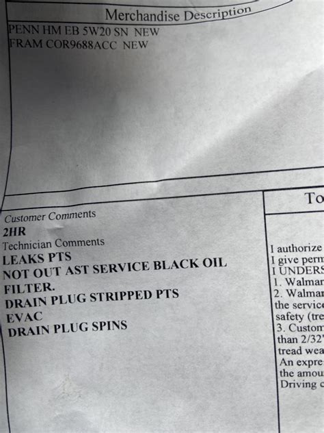 Got an oil change at Walmart, should I be worried about these notes