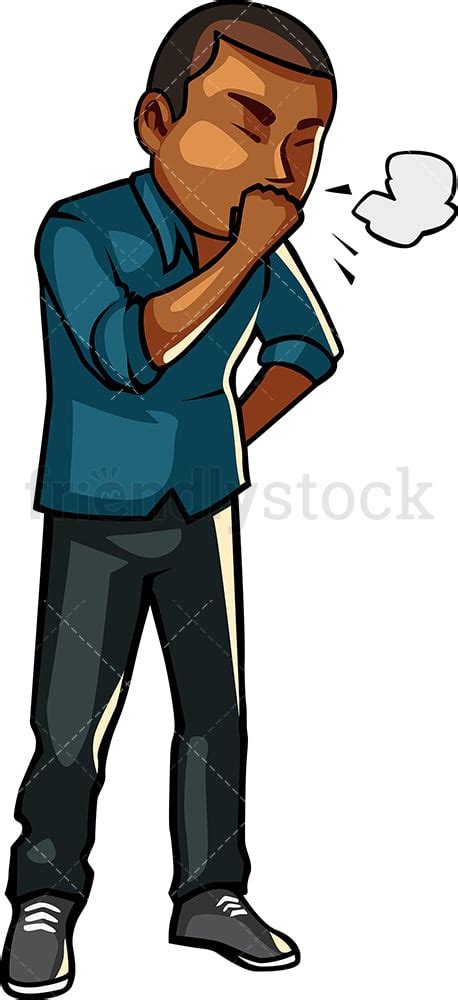 black man with smoking cough cartoon vector clipart friendlystock