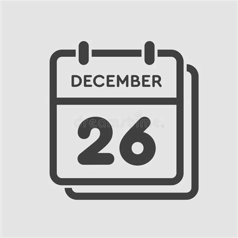 Calendar Icon Day 26 December Template Icon Day Stock Vector
