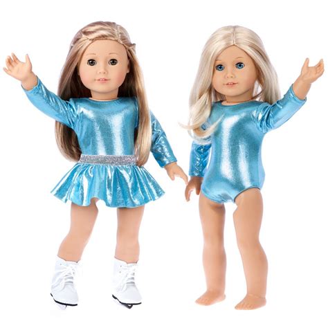 super skater 2 complete ice skating doll outfits for 18 inch dolls 5 pieces leotard skirt