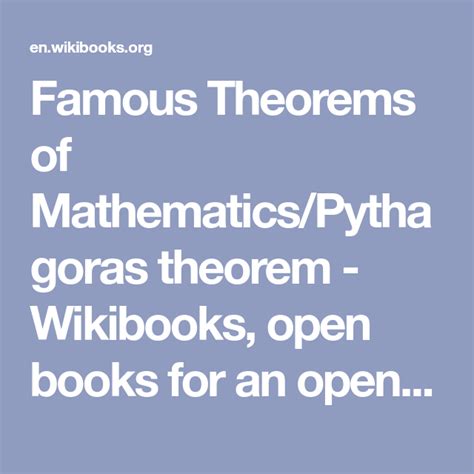 Famous Theorems Of Mathematicspythagoras Theorem Wikibooks Open