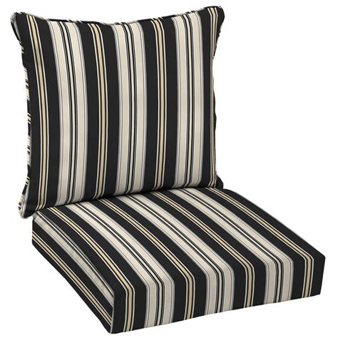 Compare similar outdoor dining chair cushions. Hampton Bay Black Stripe Deep Seating Outdoor Lounge Chair ...