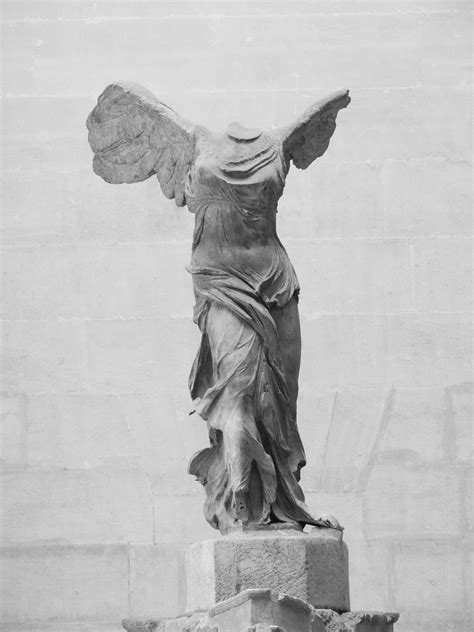 Gambar Hitam Dan Putih Paris Monumen Patung Yunani Louvre