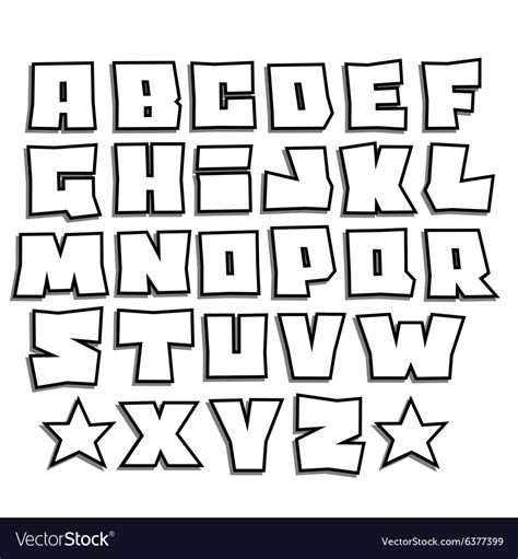 Readable Graffiti Fonts Alphabet With Shadow Vector Image