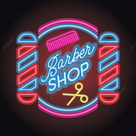 Barber Shop Logo Vector Hd PNG Images Barber Shop Logo With Neon Light