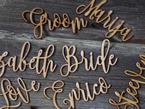 10 Laser Cut Wood Names Custom Laser Cut Name Signs Wedding Place Cards