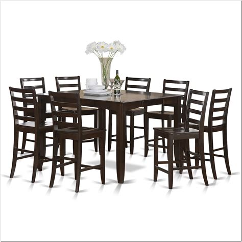 9 Pc Square Counter Height Dining Table Set In Cappuccino
