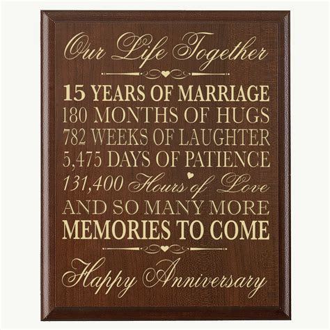 lifesong milestones fifteen years happy anniversary wall plaque cherry