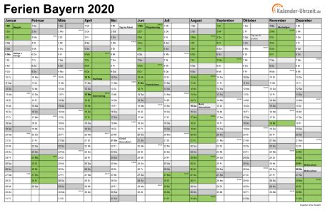 Kalender 2021 kostenlos downloaden und ausdrucken. Ferien Bayern 2020 - Ferienkalender zum Ausdrucken