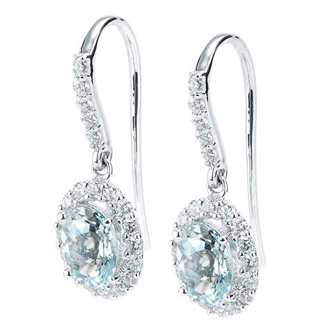Aquamarine And Diamond Drop Earrings In White Gold New York Jewelers
