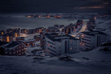 Nuuk City Ligths Is A Beautiful Sight From A Hilltop Visit Greenland