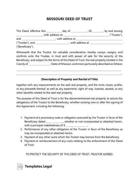 Missouri Deed Forms And Templates Free Word Pdf Odt
