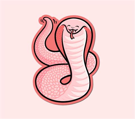 Pink Snake Vinyl Sticker King Cobra Sticker Cute Snake Etsy