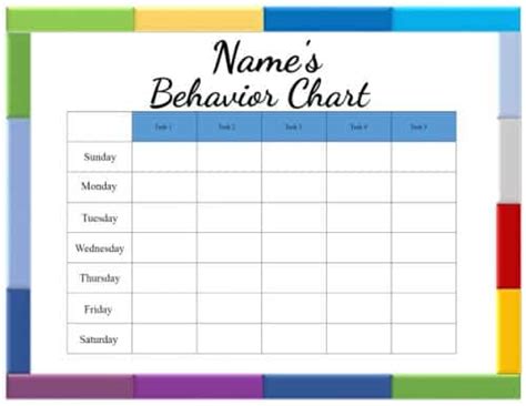 Printable Behaviour Charts Template Business Psd Excel