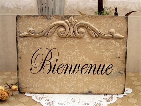 BIENVENUE Welcome Paris Apartment wooden hand painted, French cottage ...