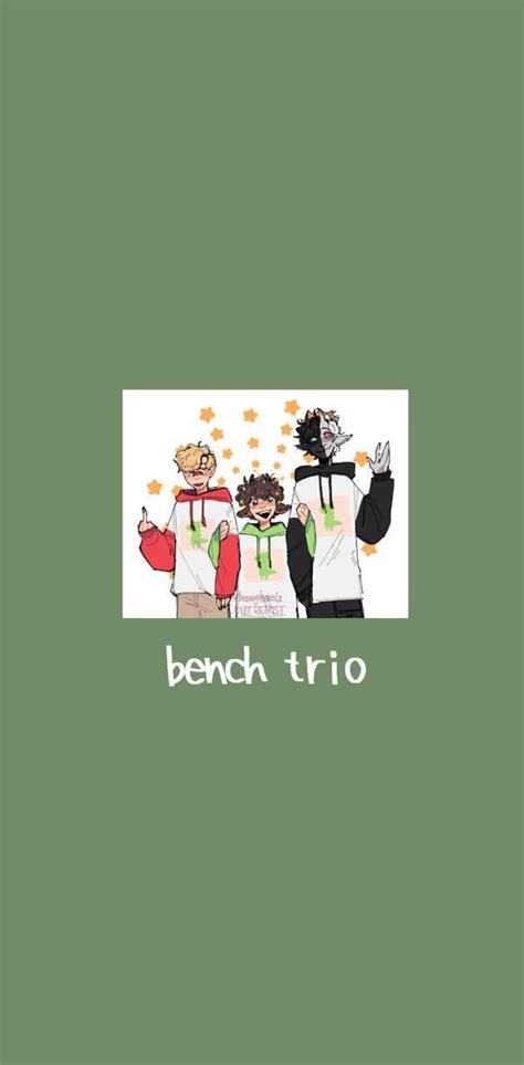Download Bench Trio Friendship Green Aesthetic Wallpaper