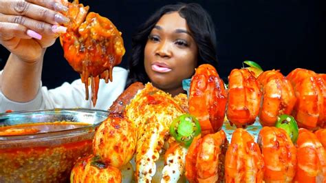 Extra Spicy Prawns Mukbang King Crab Seafood Mukbang Asmr Mukbang Youtube
