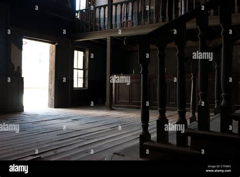 The Interior Of A Saloon Built As A Set For A Wild West Movie In The